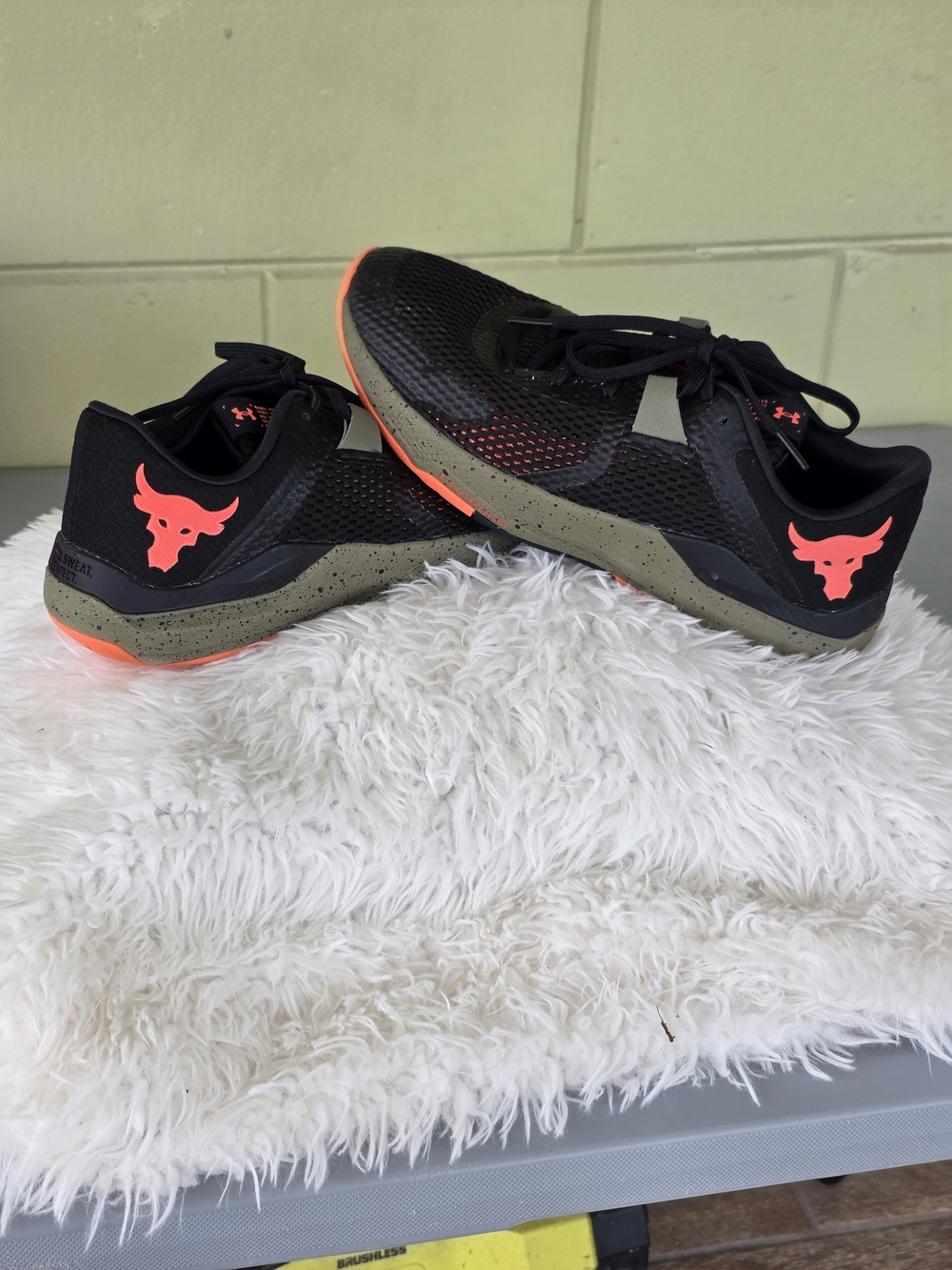 Under Armour Project Rock Training Shoes in Black and Neon Coral